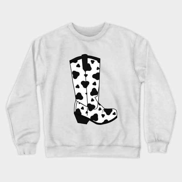 BLACK Cow Spots Cowboy Boots Crewneck Sweatshirt by SartorisArt1